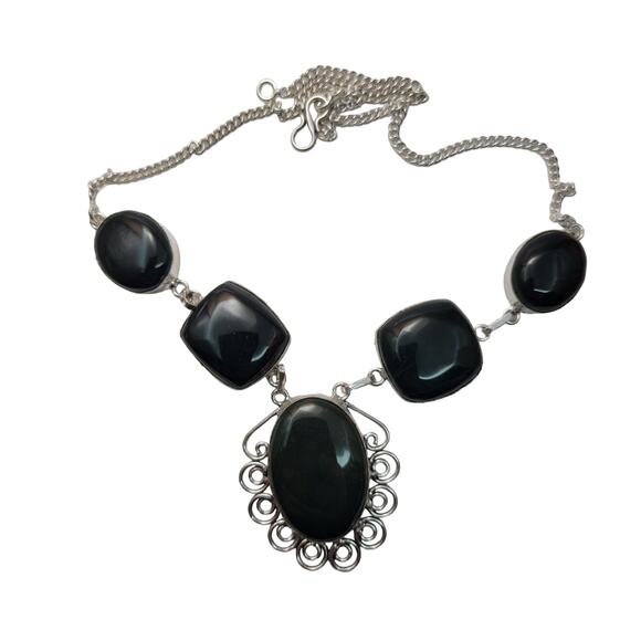 Bloodstone Sterling Silver Necklace - Elegant 22-Inch Necklace - Picture 6 of 7